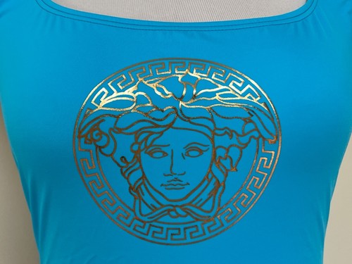 NWT Versace Medusa Logo Turquoise Blue Gold One Piece Swimsuit Sz 1 US XS $675 - Picture 5 of 11