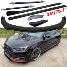 Front Bumper Lip Splitter 78.7" /Side Skirt Strut Rods Body For Hyundai Veloster