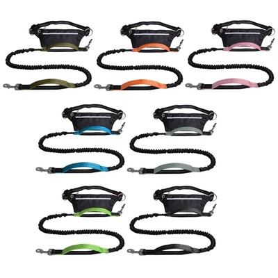 Reflective Sports Waist Pack with Dog Leash Multifunctional Long Leash