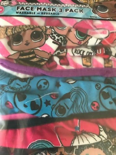 LOL SURPRISE FACE MASK Cover 3-PACK L.O.L SET of 3 Fashion Kids Girls - Picture 6 of 7