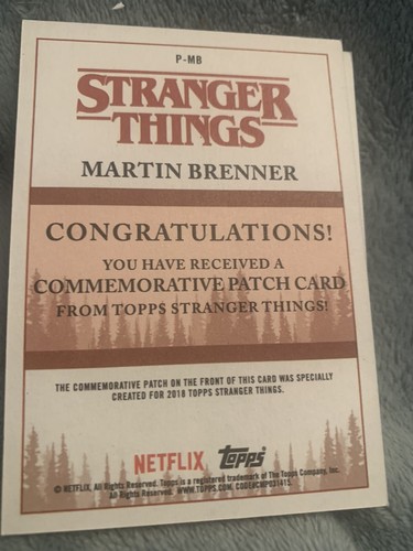 NETFLIX STRANGER THINGS SEASON 1 COMMEMORATIVE PATCH P-MB MARTIN BRENNER MLB - Picture 2 of 2