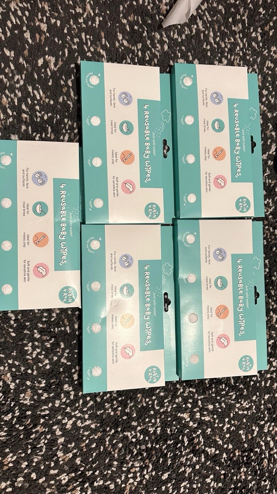 Reusable Baby Wipes | 5 Pack Washable Large Soft Cloths for Babies -Eco-Friendly