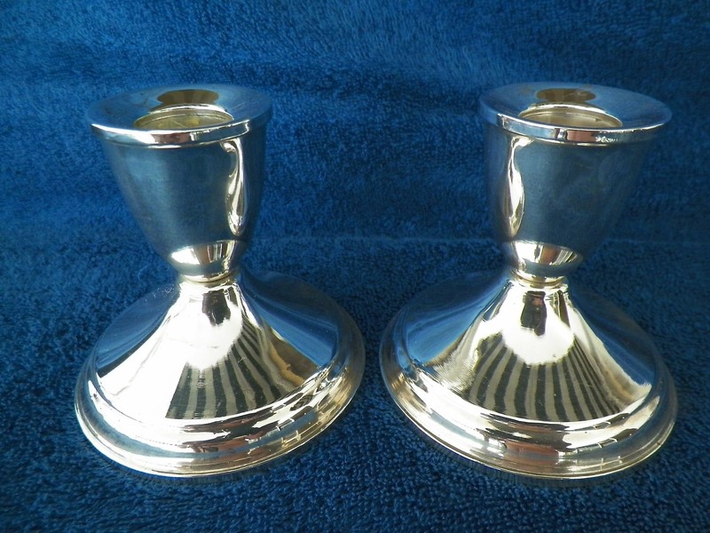 DUCHIN CREATIONS WEIGHTED STERLING SILVER 3 1/4''  CANDLESTICKS 3 1/4''DIAMETER