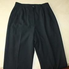 Authentic Chanel Boutique Black Wool Crown CC Logo Buttons Pants Size 38