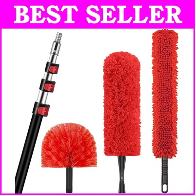 30-Foot High Reach Cleaning Kit with Adjustable Pole & Microfiber Dusting Tools
