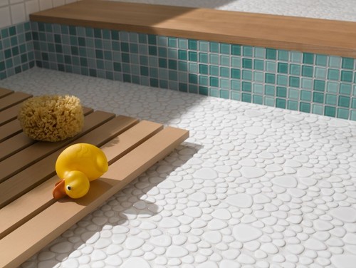 Ceramic Mosaic Peppels Pebbles White Wall Kitchen Shower Bathroom WB12-0102|1 Mat - Picture 6 of 7