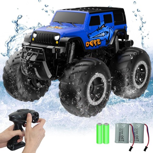 Amphibious Remote Control Car Toys for Boys 2.4GHz 1:16 Scale, Blue Suv