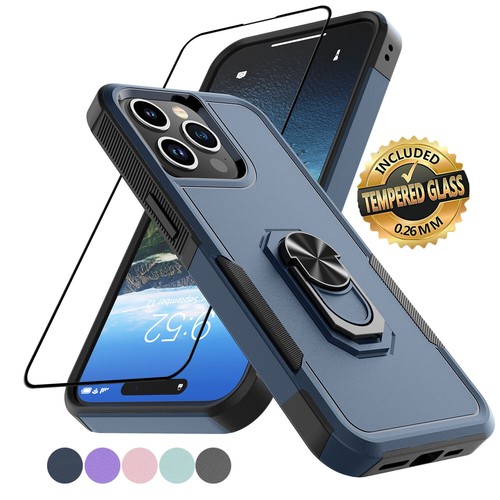 Funda para iPhone 15 Pro Max/15 Pro/15 Plus, cubierta de anillo de soporte + protector de pantalla - Imagen 49 de 56