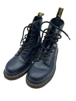 Dr. Martens Black Leather Air Wair Boots 8 Eye Lace Up Mens Size 6