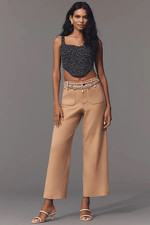 New Anthropologie MAEVE The Colette Knit Crop Wide-Leg Pants - Brown sz 28