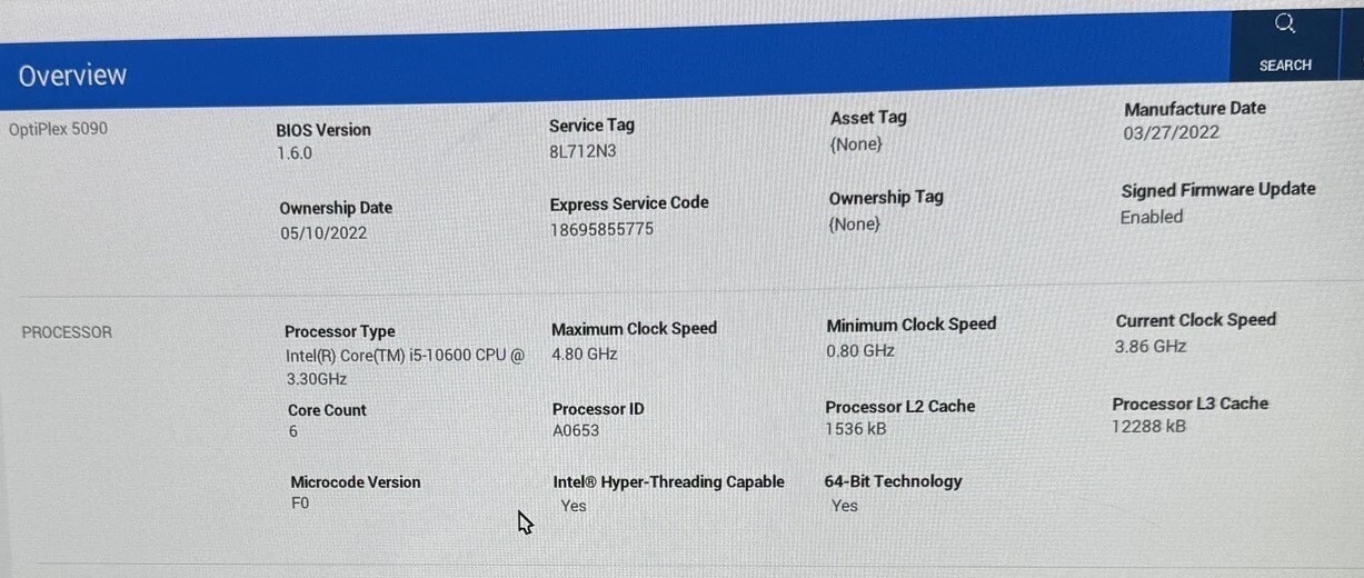 Dell OptiPlex 5090 Core i5-10600 3.3GHz NO RAM NO HDD AMD NO OS Fair