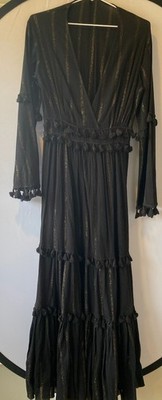 Seed Heritage Dress, Black Metallic thread maxi Dress, Never been worn, Size 6