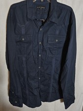 Affliction Black Premium Shirt Mens 2X Big Button Front Long Sleeve Embroidered