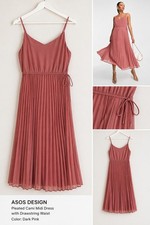 ASOS Pleated Cami Maxi Dress Size 0 - Dark Pink Spaghetti Strap
