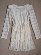 Aimilan Vintage Style Floral Lace Crochet Long Sleeve Dress Size M
