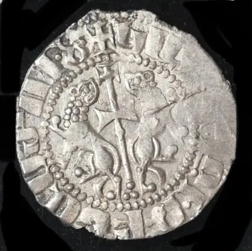 ARMENIA 1198-1219 AD Levon I Silver Tram Knights Templar Coin of Crusades NGC AU