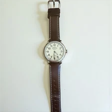 Preowned Shinola Runwell 41mm, stainless steel case cream, dial brown strap