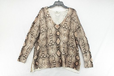 Show Me Your Mumu Sweater Womens Small Hug Me Python Print Oversized Knit Snake