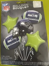 Seattle Seahawks 5 Foil Mylar Balloon Bouquet NFL Anagram Made USA Green Black