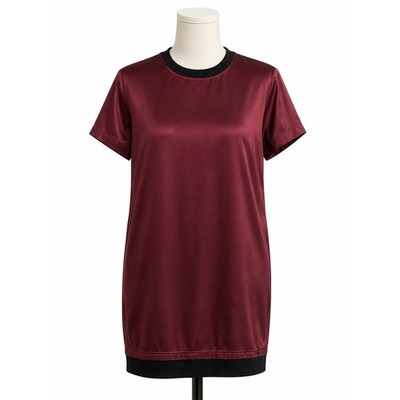 Public School NYC Burgundy Silk Shift Dress with Black Trim - Size M