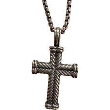 Chevron Cross David Yurman Pendant 42mm Sterling Silver 925 Mens Authentic Japan