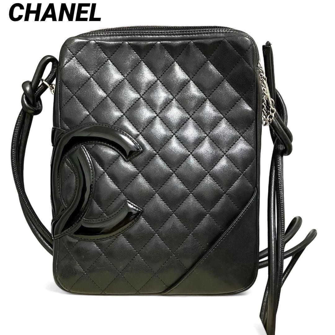 Chanel Cambon Line Shoulder Bag Black Leather Women's A25177