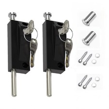 Security Plus Black Sliding Door Lock Set, Heavy Duty Alloy/Stainless Steel C...