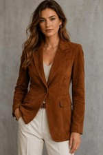 Office Wear Women Pure Suede Formal Lightweight Blazer Business Smart Slim Coat