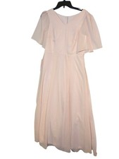JJs House Blushing Pink Midi Dress With Flutter Sleeves And V-Neckline Wedding O