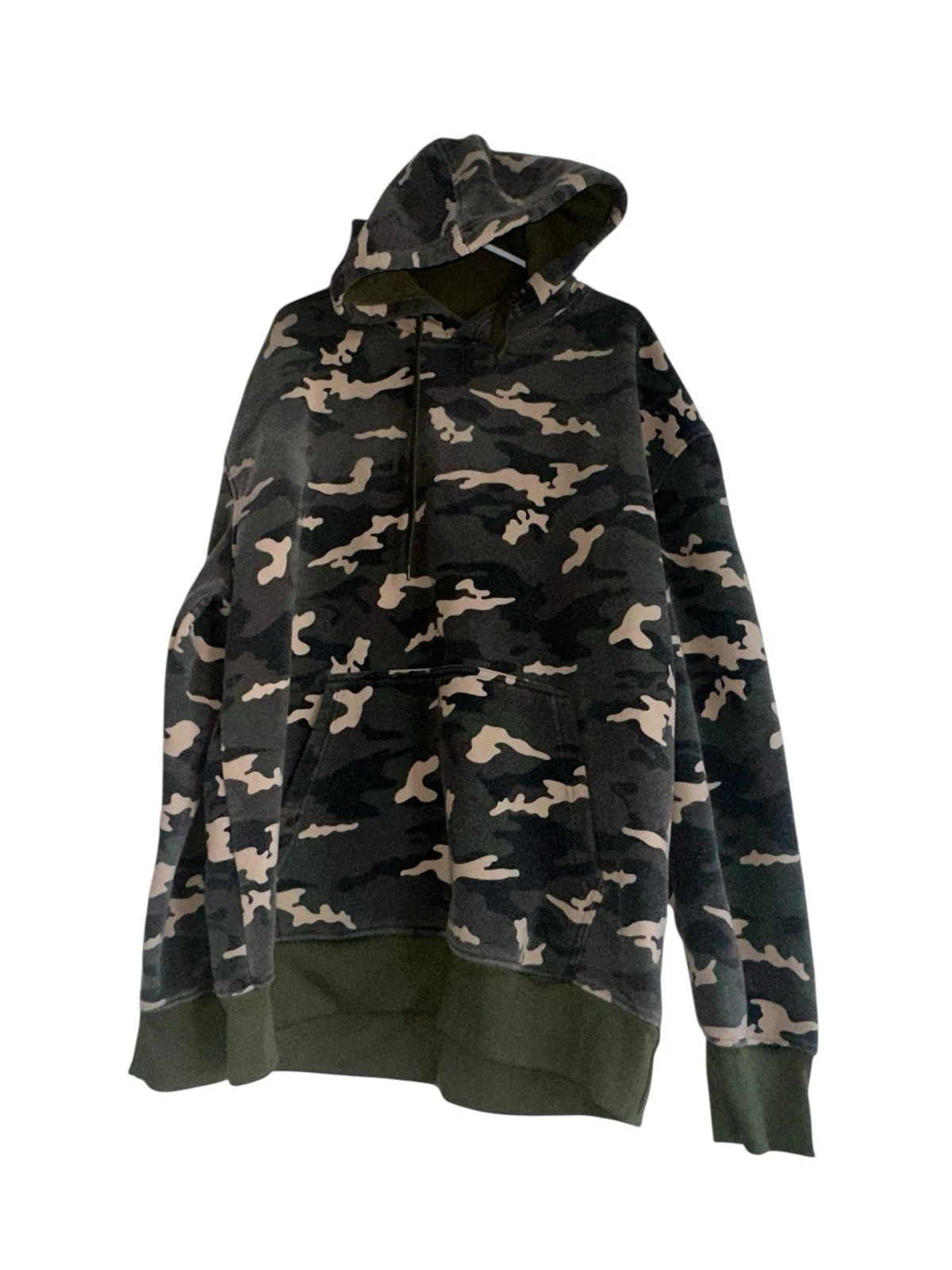 Noiz Mens Camouflage Hoodie Pullover Sz 2XL Green Hip Hip Skater