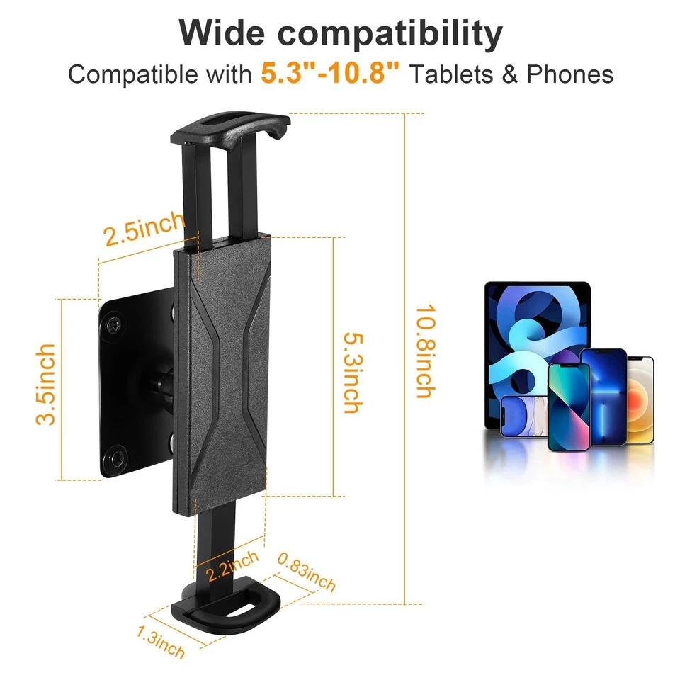 Universal Tablet Wall Mount, 360° Adjustable Aluminum iPad Holder for 4.7-14" - Image 4 of 4