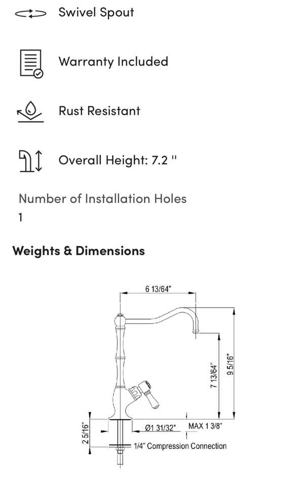 Grifo de cocina italiano de latón Acqui filtro - en blanco Foto 3 de 4