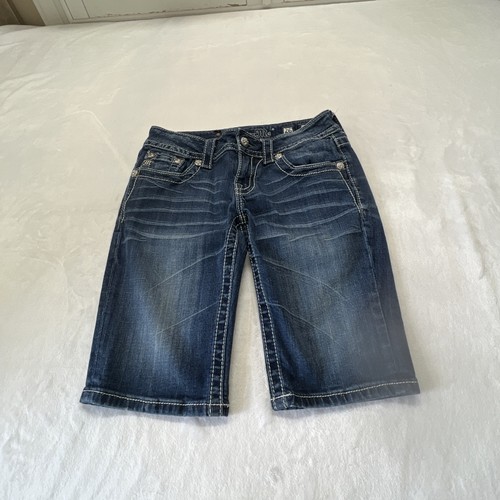 Miss Me Damen Jeansshorts Easy Bermuda verziert Glitzer Taschen blau Gr. 26 - Bild 9 von 16