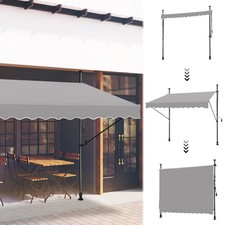 Klemmmarkise 200-400cm Markise Sonnenschutz für Balkon Terrasse ohne Bohren Grau