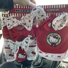 HELLO KITTY 12 PIECE SET HEADBANDS,MITTENS,SOCKS,BIBS