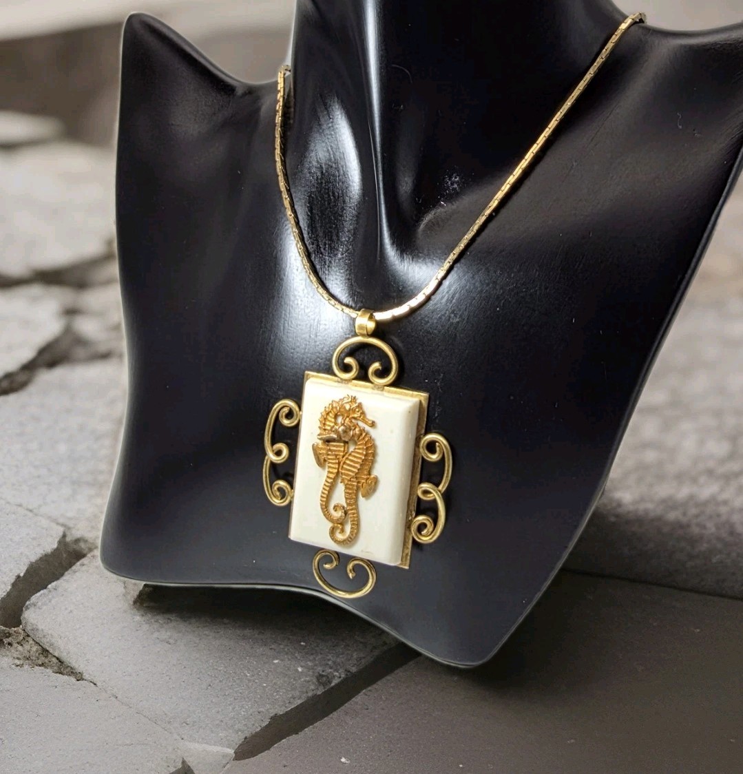 Jean Painlevé for JHB Paris Seahorse Pendant Necklace | Made in France | Vintage