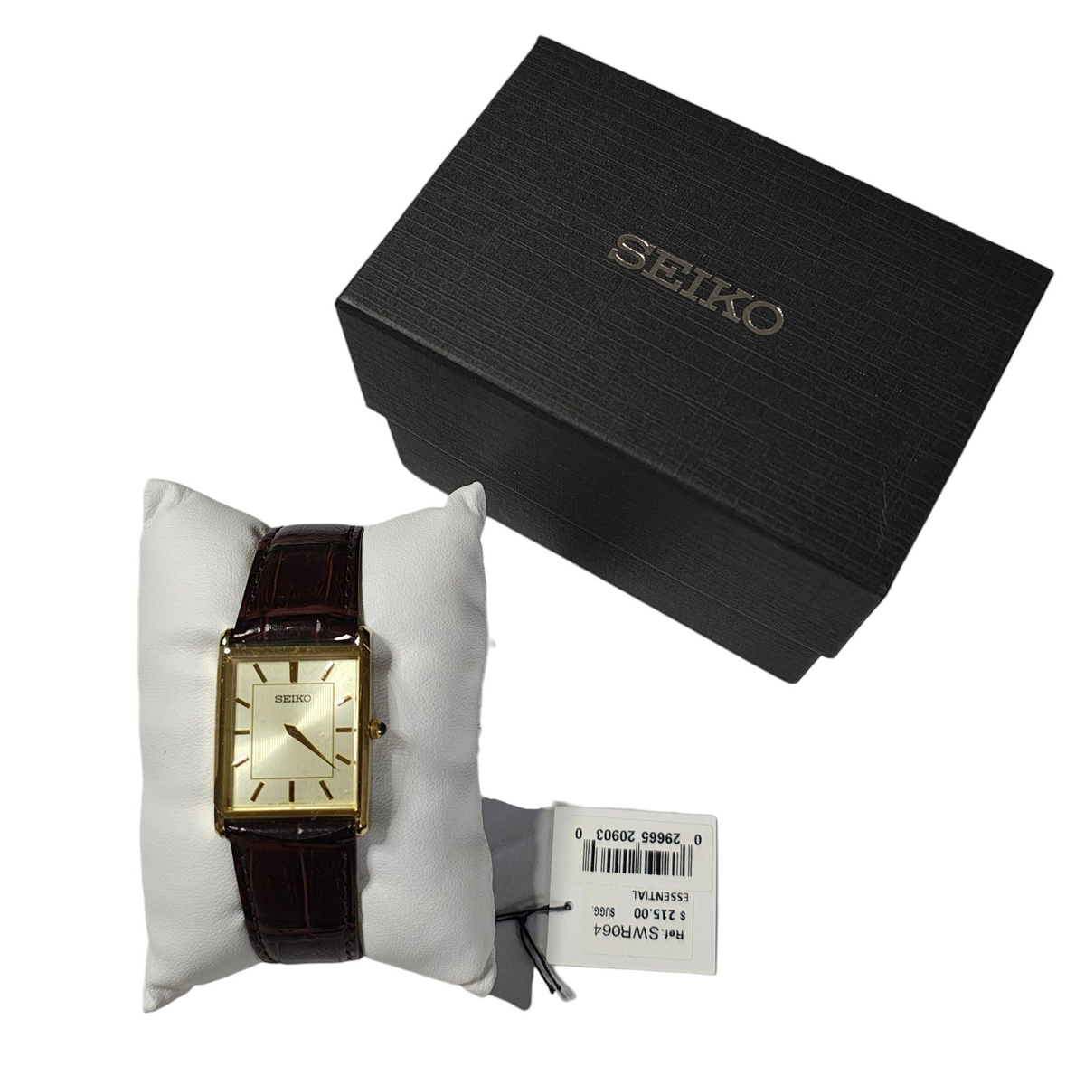 Seiko SWR064 Essentials Mens Quartz Rectangular Brown Leather