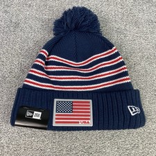 2025 Ryder Cup New Era USA Navy/Red Winter Pom Beanie/Hat - New