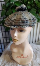 Vintage wool The Links Country Cap Golf Cap Flat Cap With Pom Pom Size 56