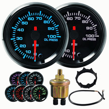 2 52mm Mechanical Oil Pressure Gauge W Sensor Kit 0-100 Psi 7 Color Truck Suv