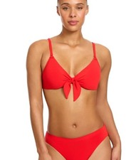 ROBIN PICCONE Bow Front Triangle Bikini Top FIERY RED $110 New Size Small