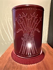 Irvins Punched Tinware Candle Warmer Light w/ Wheat bushel harvest design 9in.