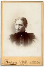 Cabinet Card Circa 1890s Poisson Young Lady In Dress Westbrook Maine