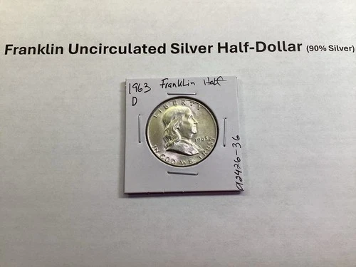 1963 D Franklin 90% Silver Half-Dollar Uncirculated w/FBLs 012426 36ye