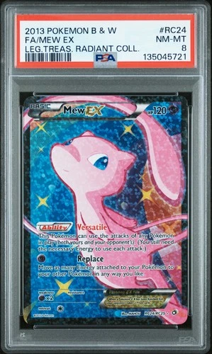 2013 POKEMON B&W LEGEND TREASURES RADIANT COLL #RC24 FULL ART/MEW EX PSA 8