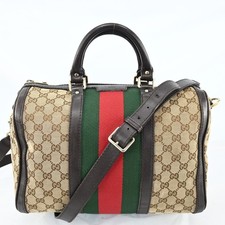 Authentic GUCCI Sherry Line Boston Bag GG Canvas 247205 C1844Y802
