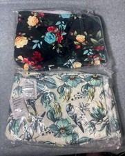 2 Pairs Lularoe Womens Floral Leggings Flowers Rose Blue Black Soft ONE SIZE OS