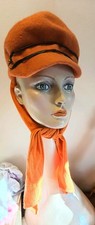 Vintage 1960s Orange Ladies Hat Small Size.
