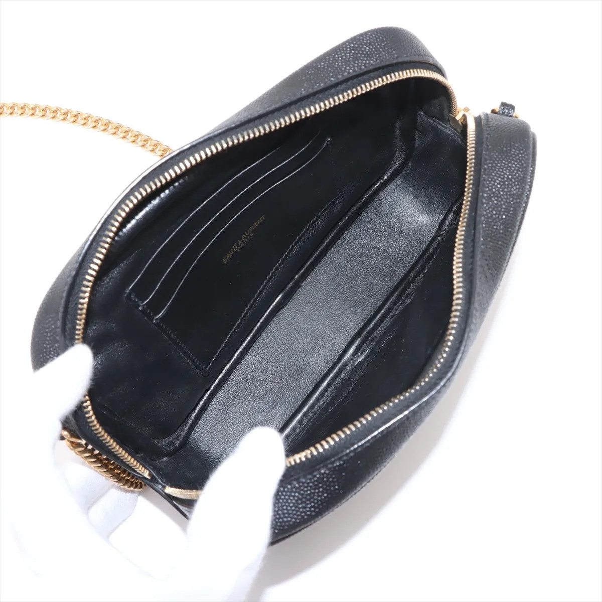 Saint Laurent Paris Leather Chain Shoulder Bag Black 618057 thumbnail 6