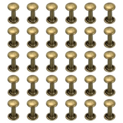 100 Leder Nieten doppelt 6x10mm Bronze